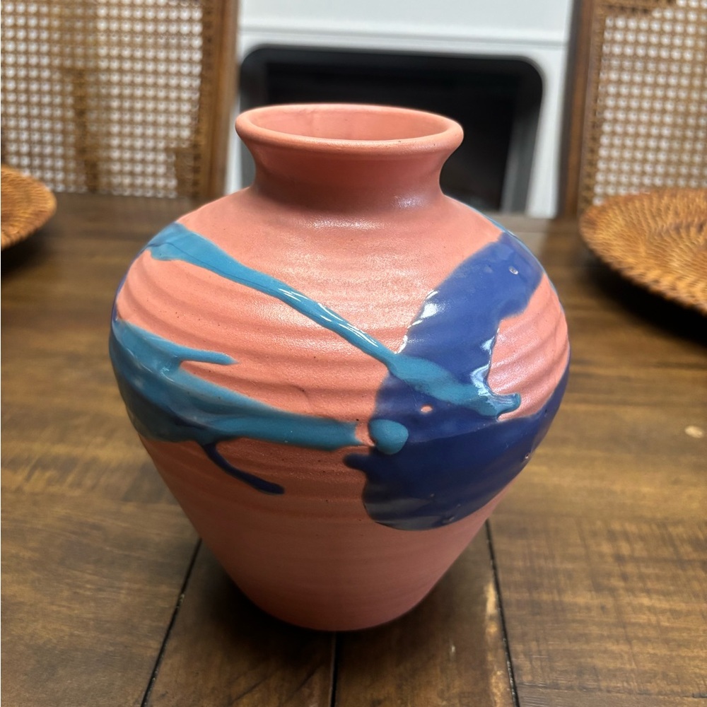 Vintage Mcm Toyo drip glaze pottery vase